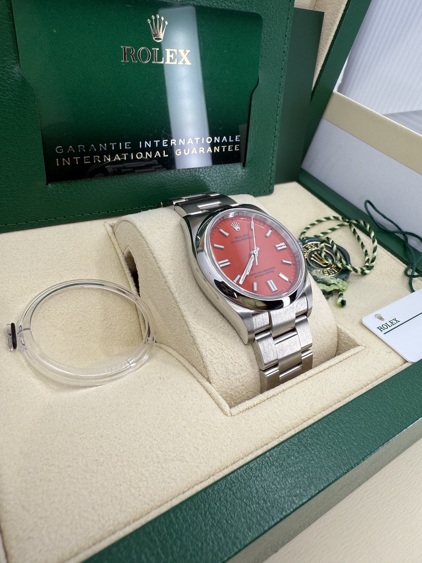 NEW/UNWORN Rolex Oyster Perpetual 36mm 126000 Coral Red Dial Oyster Bracelet